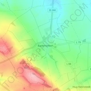Mapa topográfico Badersleben, altitud, relieve