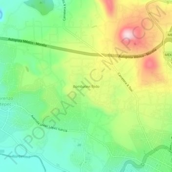 Mapa topográfico Bombatevi Ejido, altitud, relieve