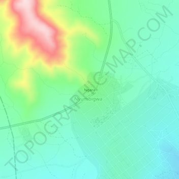 Mapa topográfico Ngara, altitud, relieve