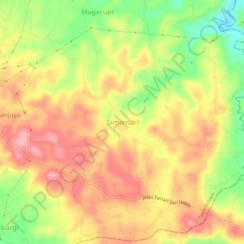 Mapa topográfico Tamansari, altitud, relieve