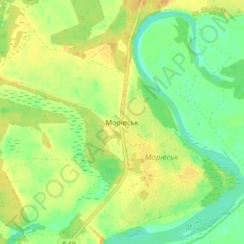 Mapa topográfico Morivsk, altitud, relieve