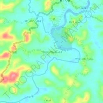 Mapa topográfico Vidyaranyapura, altitud, relieve