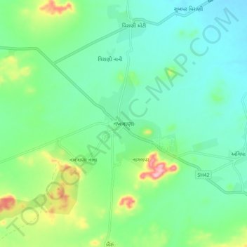 Mapa topográfico Nakhatrana, altitud, relieve