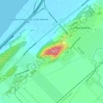 Mapa topográfico Montagne du Collège, altitud, relieve