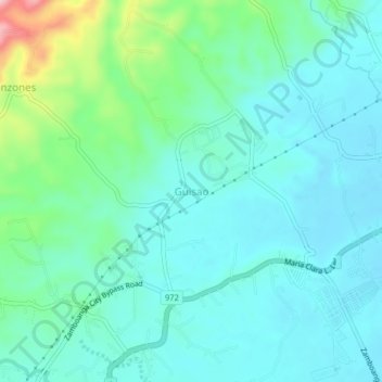 Mapa topográfico Guisao, altitud, relieve