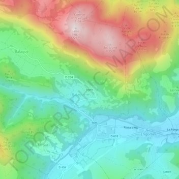 Mapa topográfico Agert, altitud, relieve
