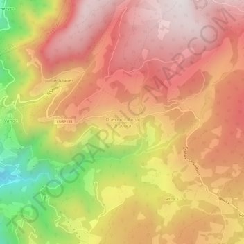 Mapa topográfico Oberinn, altitud, relieve