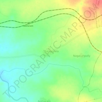 Mapa topográfico Tharigopula, altitud, relieve