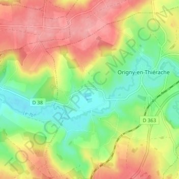 Mapa topográfico Les Routières, altitud, relieve