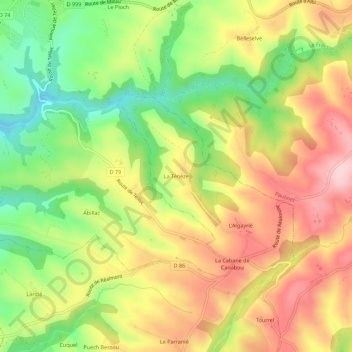 Mapa topográfico La Ténèze, altitud, relieve