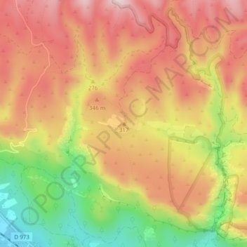 Mapa topográfico 317, altitud, relieve