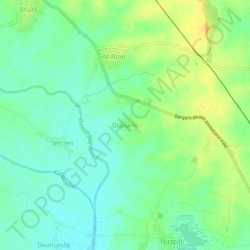 Mapa topográfico Dablang, altitud, relieve