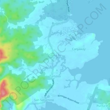 Mapa topográfico Santa Fe, altitud, relieve