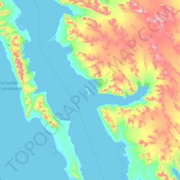 Mapa topográfico Hermansenøya, altitud, relieve