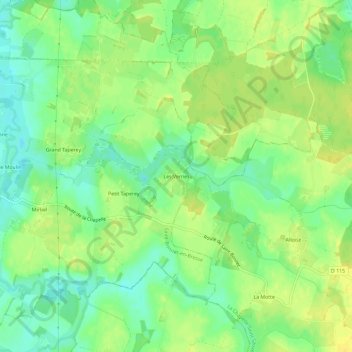 Mapa topográfico Les Vernes, altitud, relieve