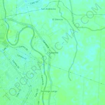 Mapa topográfico Caucaseco, altitud, relieve