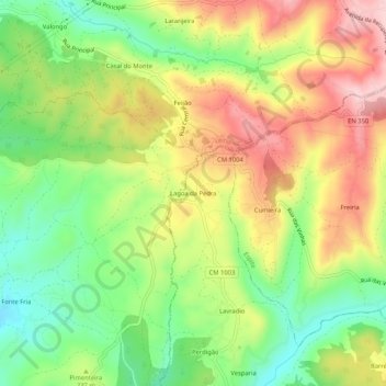 Mapa topográfico Lagoa da Pedra, altitud, relieve