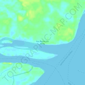 Mapa topográfico Foz do Rio Vila Nova, altitud, relieve