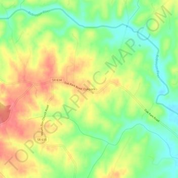 Mapa topográfico Oakpark, altitud, relieve