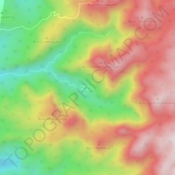 Mapa topográfico Nepo, altitud, relieve