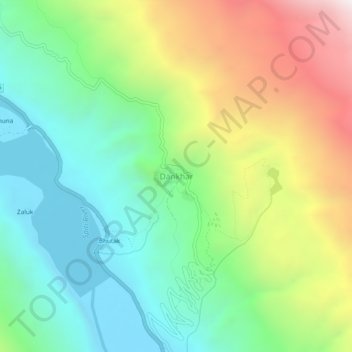 Mapa topográfico Dankhar, altitud, relieve