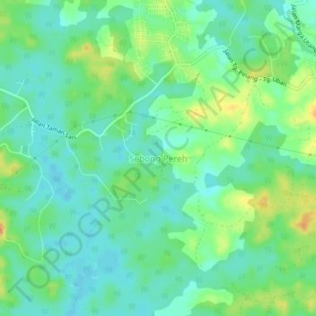 Mapa topográfico Sebong Pereh, altitud, relieve