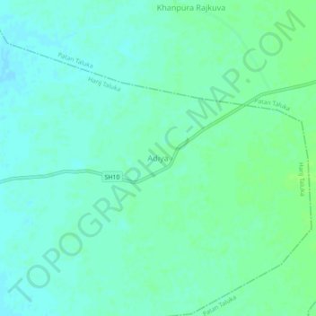 Mapa topográfico Adiya, altitud, relieve