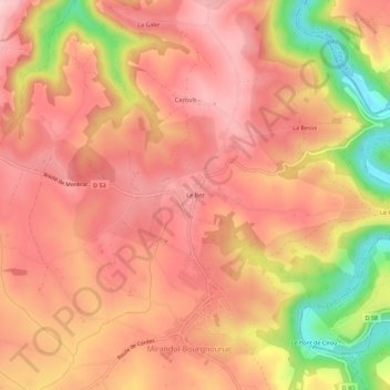 Mapa topográfico Le Bez, altitud, relieve