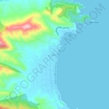 Mapa topográfico Sarti, altitud, relieve