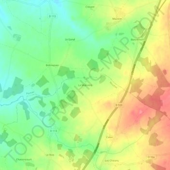Mapa topográfico La Mulnière, altitud, relieve