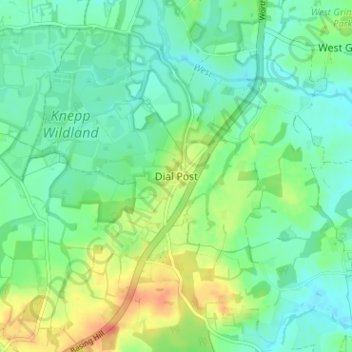 Mapa topográfico Dial Post, altitud, relieve
