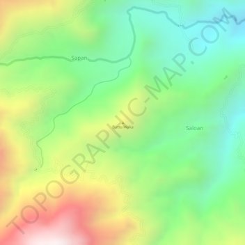 Mapa topográfico Buttu Waka, altitud, relieve