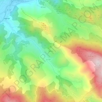 Mapa topográfico Rames, altitud, relieve