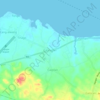 Mapa topográfico Caticugan, altitud, relieve