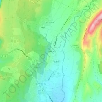 Mapa topográfico Chabrol, altitud, relieve