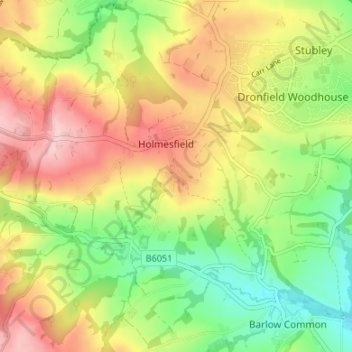 Mapa topográfico Cartledge, altitud, relieve