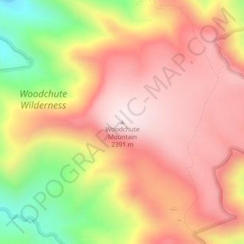Mapa topográfico Woodchute Mountain, altitud, relieve