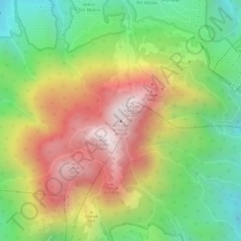 Mapa topográfico Gunung Ungaran, altitud, relieve