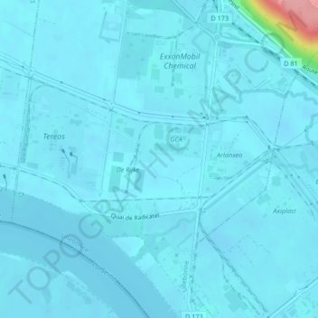 Mapa topográfico Les Herbages, altitud, relieve