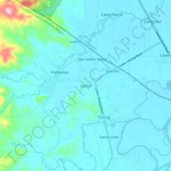 Mapa topográfico Luna, altitud, relieve