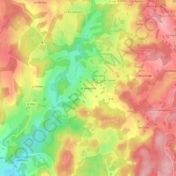 Mapa topográfico Le Madelbos, altitud, relieve