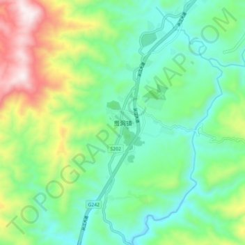 Mapa topográfico Guandong, altitud, relieve