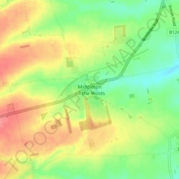 Mapa topográfico Middleton on the Wolds, altitud, relieve
