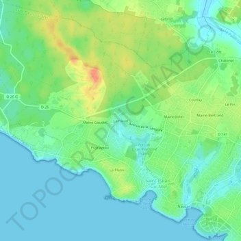 Mapa topográfico La Palud, altitud, relieve