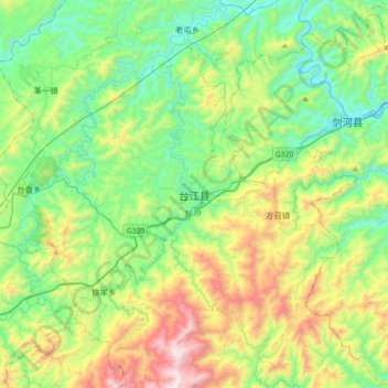 Mapa topográfico Taijiang, altitud, relieve