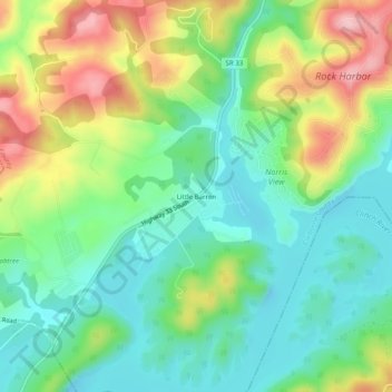 Mapa topográfico Little Barren, altitud, relieve