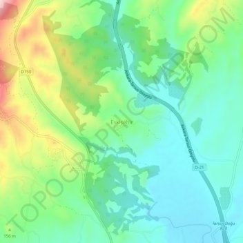 Mapa topográfico Eskişehir, altitud, relieve