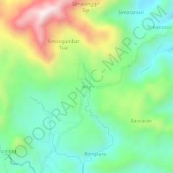 Mapa topográfico Arse, altitud, relieve
