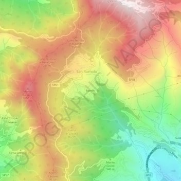 Mapa topográfico Borello, altitud, relieve