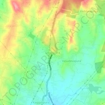 Mapa topográfico Udayapura, altitud, relieve